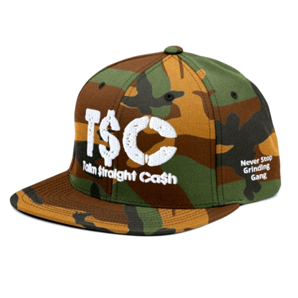 T$C Grinding Gang Camo Snapback Women and Men